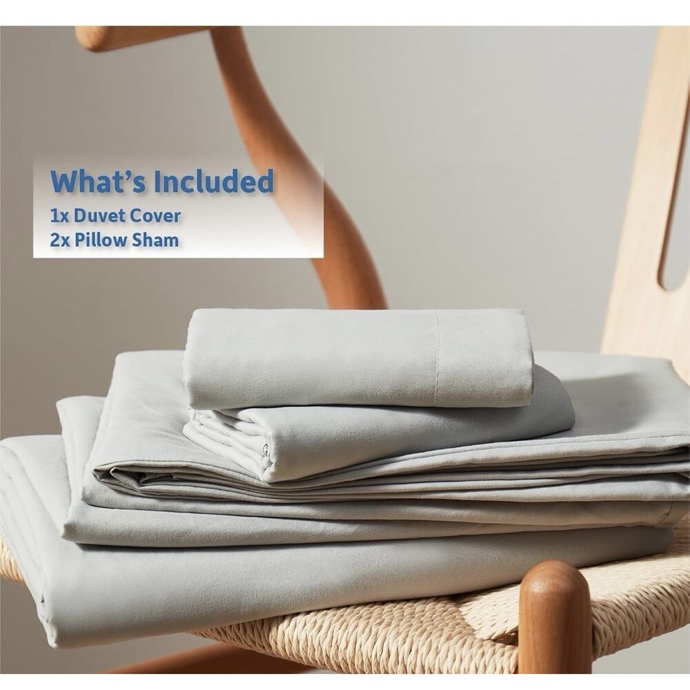 3pc Nestl Soft Duvet Cover & Pillow Shams Set Silver Gray Full Size 80" x 90"